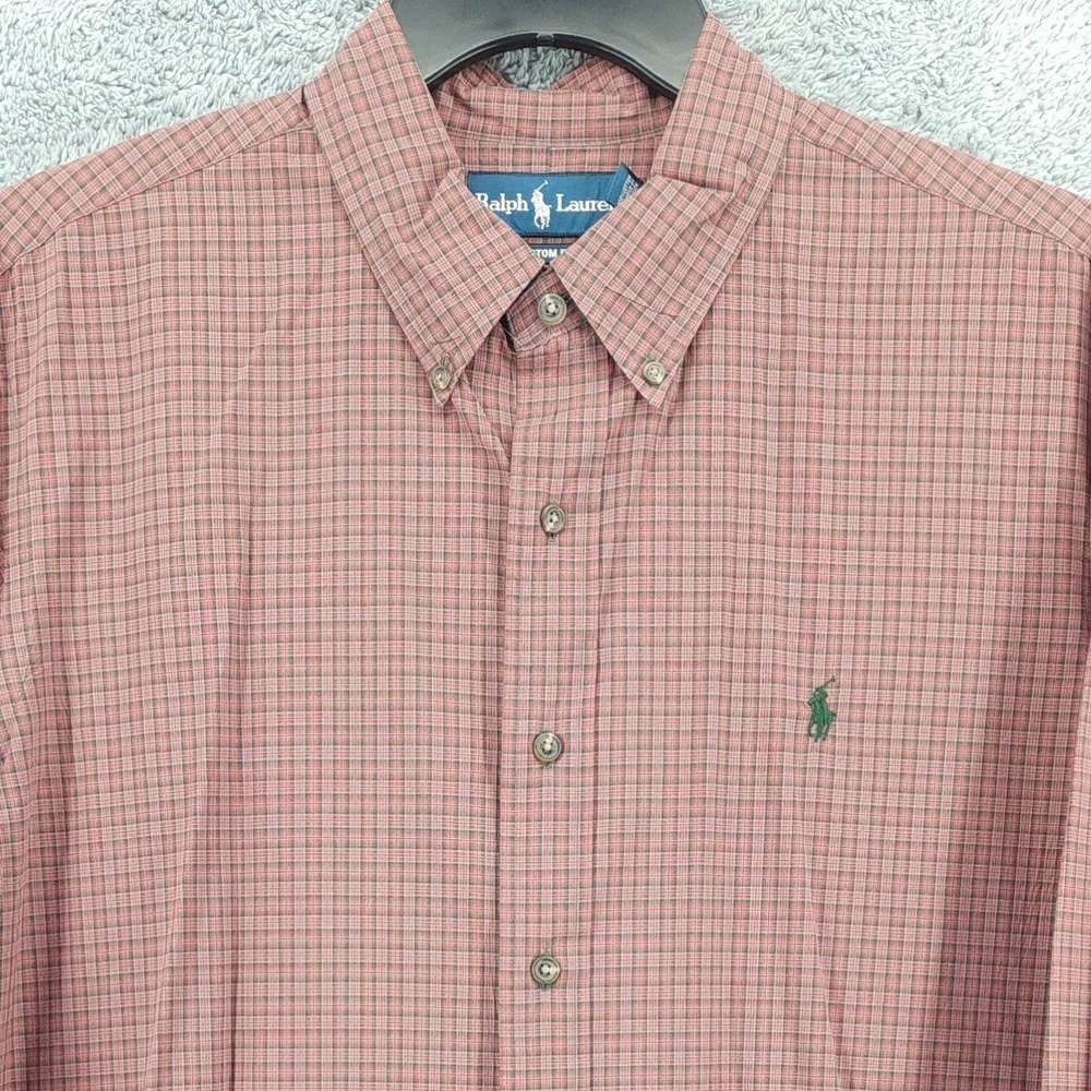Polo‎ Ralph Lauren Shirt Mens XL Red Custom Fit Plaid Long Sleeve Pony Logo